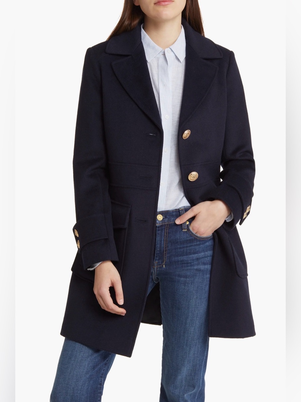NWT Sam Edelman Wool Blend Felt Martingale Coat 4